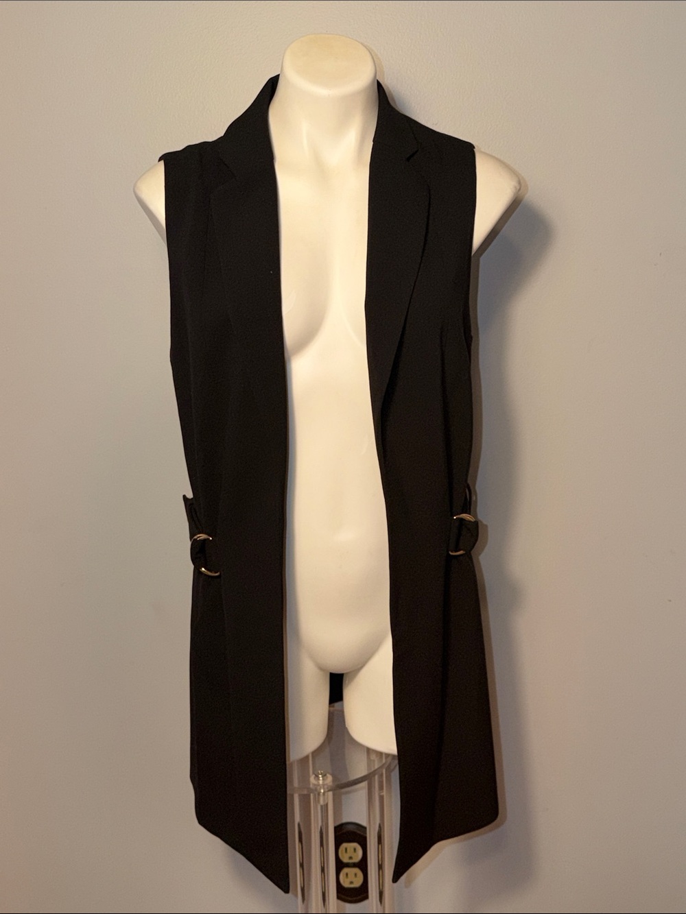 White House Black Market Ladies Open Front Longline Sleeveless Blazer Jacket 10